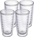 Homestead Choice 16oz Insulated Tumblers Plastic Keeps Drinks Cold & Hot, 4pack Double Walled Clear Insulated Drinking Glasses Cup, BPA-Free, Dishwasher Safe Reusable, Camping, Travel, Kitchen, Party