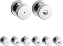 Kwikset Pismo Interior Privacy Door Knob with Lock, Door Handle for Bathroom and Bedroom, Polished Chrome Keyless Turn Lock Doorknob (Pack of 4)