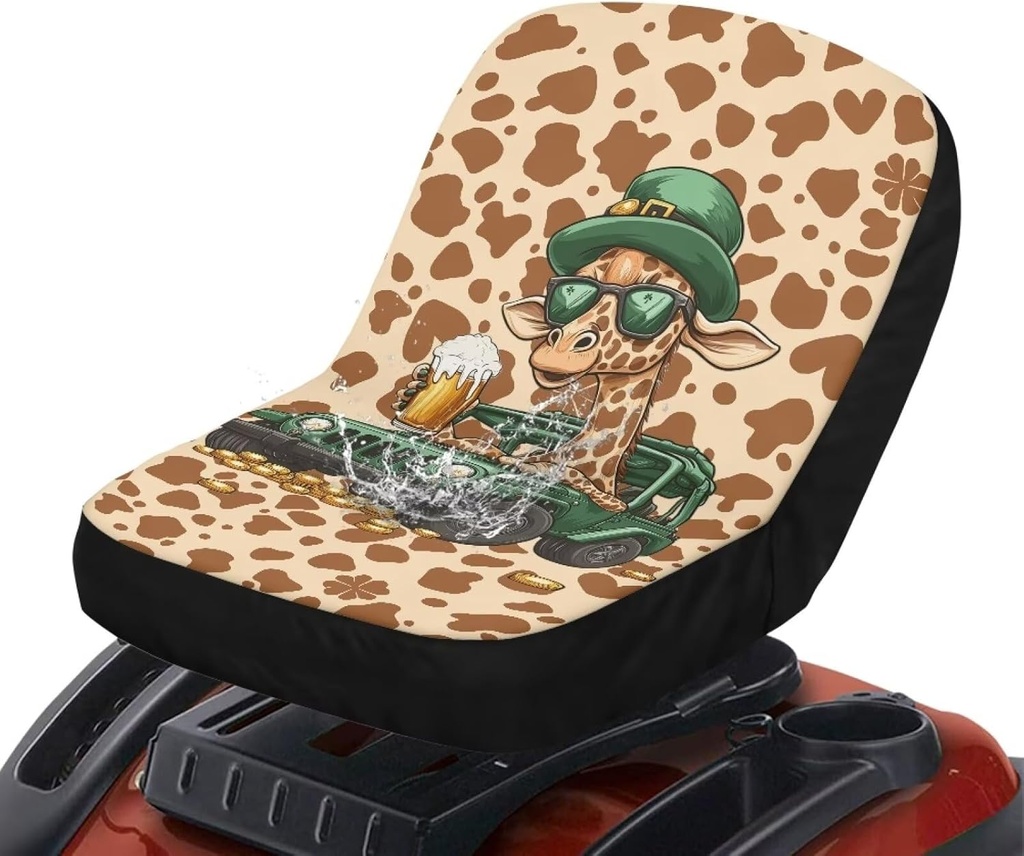 Cow Print Giraffe Heavy Duty Tractor Seat Cover Forklift Seat Cover Anti-dust Suitable for Lawn Mowers Excavator Car Cover Decor