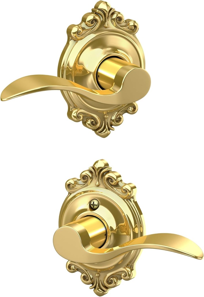 SCHLAGE Accent Lever with Brookshire Trim Hall and Closet Lock in Bright Brass
