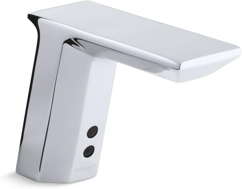 KOHLER 13468-CP Geometric Single-Hole Touch less AC-Powered Bathroom Sink Faucet with Insight Technology, Temperature Mixer and 6-3/4-Inch Spout, Polished Chrome