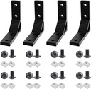 4Set Black 1010 Aluminum Extrusion Profile Connection Hardware,Includes 1pcs Wrench, 4pcs 78x78mm Heavy Duty L Bracket, 16pcs M6 T Slot Nuts and Bolts for 1010 Extruded Aluminum Rail Accessories