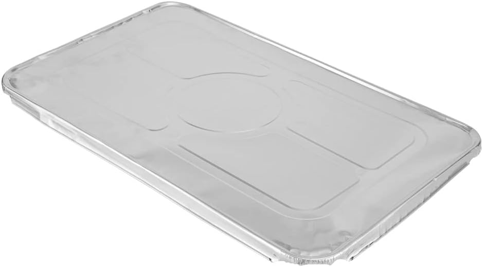 Restaurantware-LIDS ONLY: 25 Foil Pan Lids, Fits Full Size Steam Table Lid, Oven-Ready Tray Lids, Freezable, Silver Aluminum Disposable Turkey Pan Covers, Pans Sold Separately