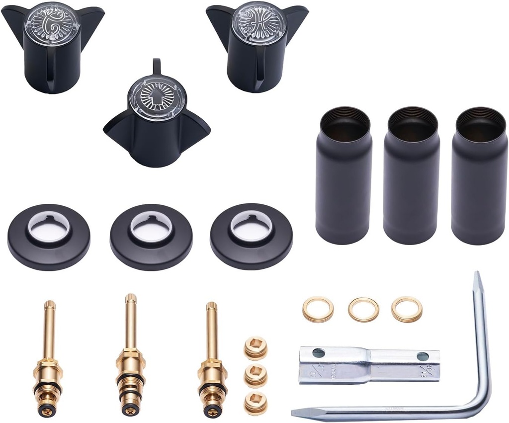 SENTO Bathtub and Shower 3 Handle Tub Trim Set For Sayco Faucets Bathtub Shower, 9B-3H, 9B-3C, 9B-5D, Easy Installation, Heavy Duty Metal, Matte Black