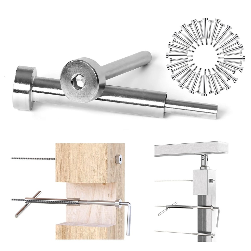 [Patent] Muzata 40 Pack 1/8" Invisible Cable Railing Hardware Kit 20Pair Tensioner and Terminal for 2"x2" 4"x4" Wood Metal Post T316 Stainless Steel Deck Cable Railing System CR26