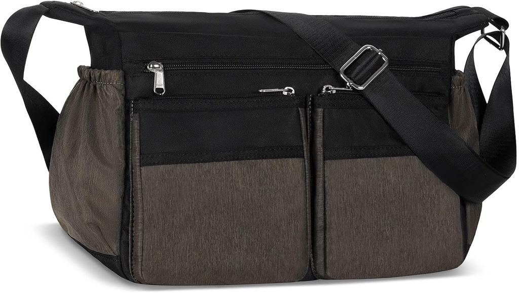 Crossbody Lunch Box, Large Insulated Lunch Bag for Men Women Adult, Leakproof Shoulder Lunchbox with Side Poket for Laptop iPad Water Bottle, Cooler Messenger Bag for Work Office Picnic