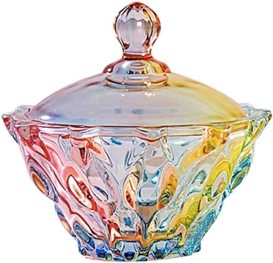 Colorful Embossed Clear Glass Apothecary Jar with Lid Cookie Jar Containers Wedding Candy Buffet Jars,Crystal Jewelry Box Glass Biscuit Jar
