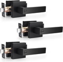 Probrico Matte Black Privacy Door Levers Heady Duty Interior Door Handles(3Pack) and Square Black Passage Door Handle Heavy Duty Keyless Door Lever Lock for Hallway Closet(3Pack)
