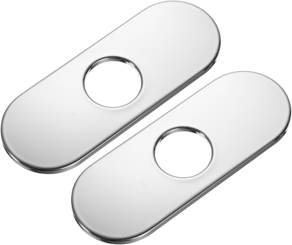 uxcell 2pcs 6 Inch Hole Cover Deck Plate Escutcheon, Stainless Steel Sink Cover Plate for Bathroom or Kitchen Sink Faucet, Oval Silver