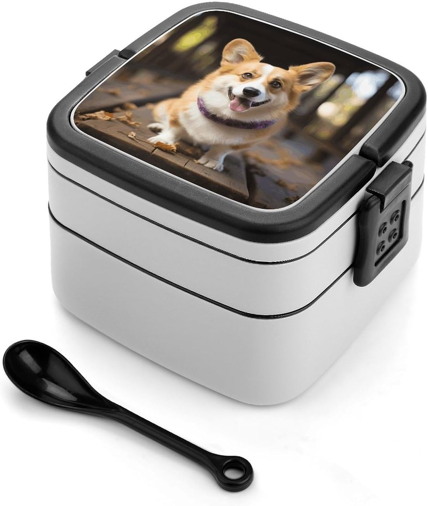 Lunch Box for Women Dog Corgi Bento Box with Leak-Proof Lid & Snackle Box Container