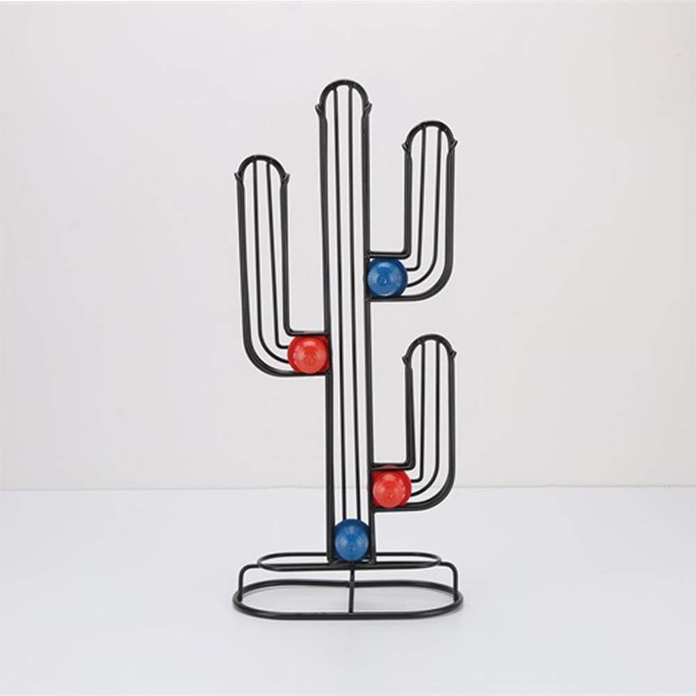 Iron Art Coffee Capsule Display Stand, Iron Wire Black Cactus Capsule Stand, Hold 48 Piece (Black)