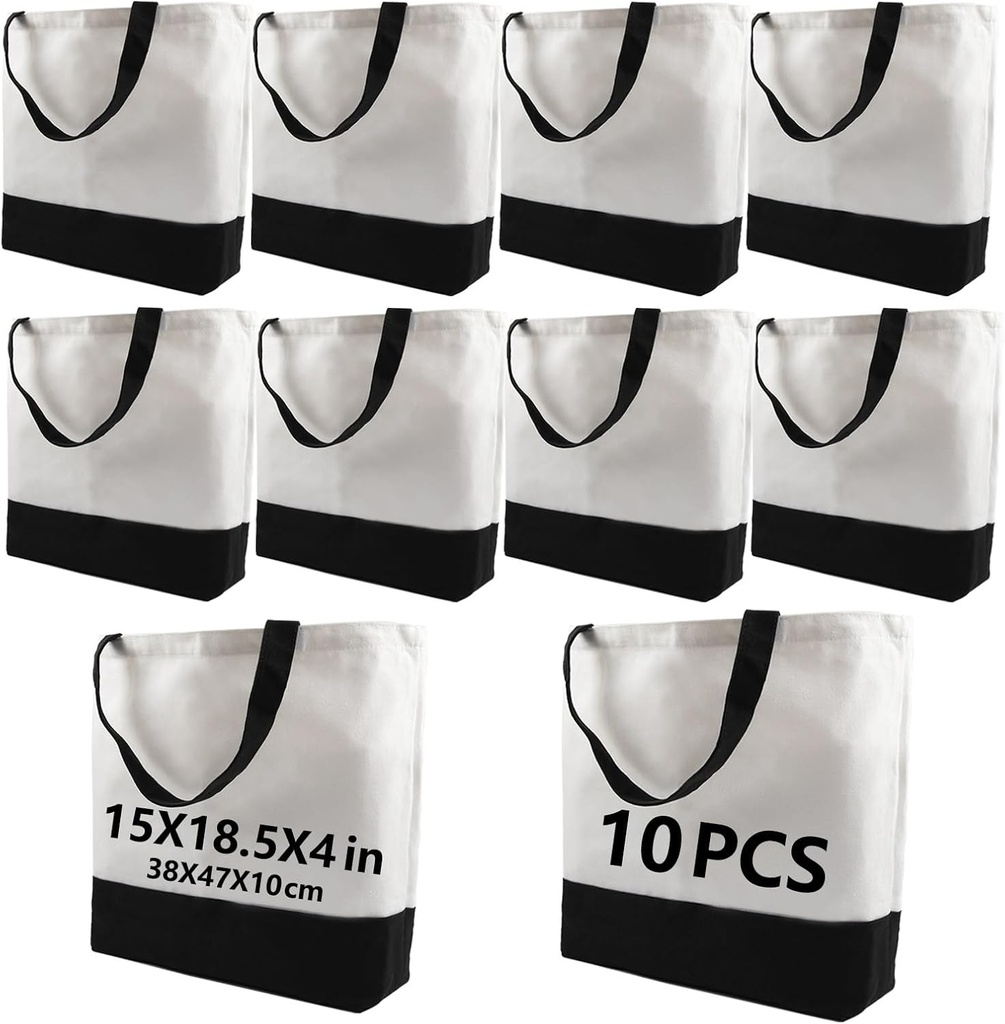 OKBA 10 pcs Sublimation Tote Bags,polyester tote bags for sublimation, blank canvas tote bags for DIY Crafting and Decorating