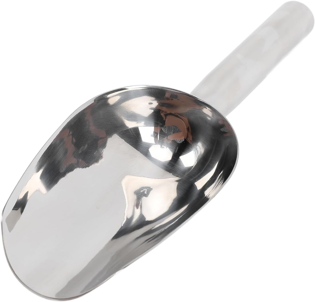 Pwshymi Ice Scoop, Stainless Steel Food Scoop for Flour Grain Teas, Kitchen Tool, Easy to Bar Kitchen Essential,20.5x7cm 8.1x2.8in (Without Holes)