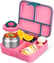 Bento Lunch Box for kids With 8oz Soup Thermo,Leak-proof Lunch Containers with 4 Compartment,Thermo Food Jar, BPA Free,Travel, School