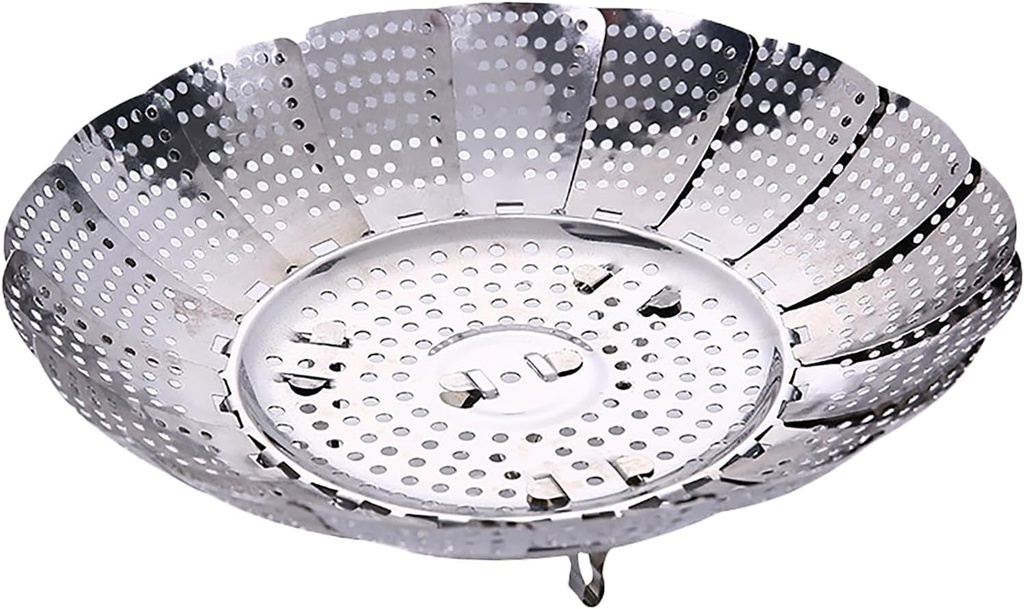 Steamer Basket, Stainless Steel Vegetable Steamer Folding Steaming Basket for Veggie Fish Seafood Cooking Expandable to Fit Various Size Pot(L)