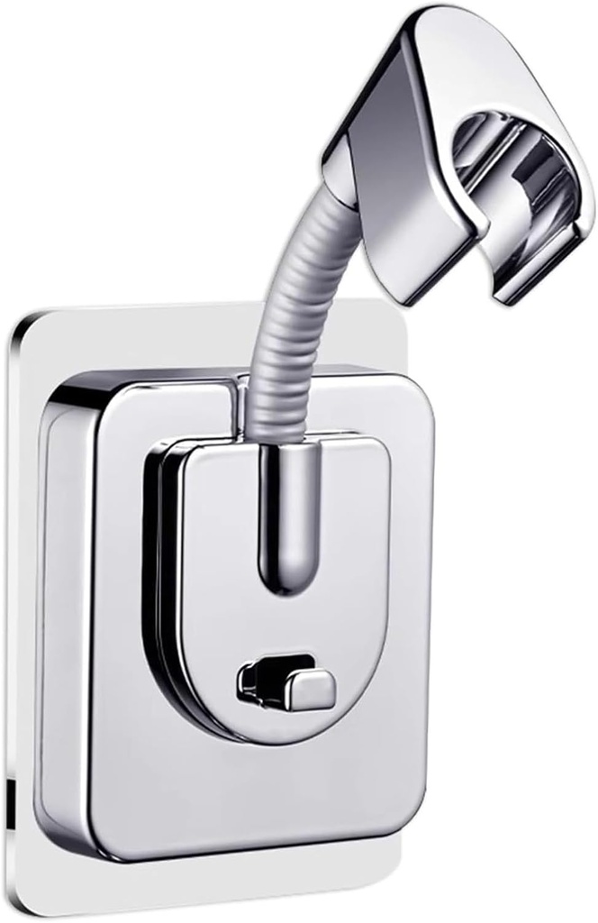 Shower Head Holder Wall Mount, 360° Adjustable Handheld, No-Drill Strong Adhesive Wand Bracket, Waterproof, Fits Handles up to 0.83 in (2.1 cm), Bathroom Accessories, Chrome Finish
