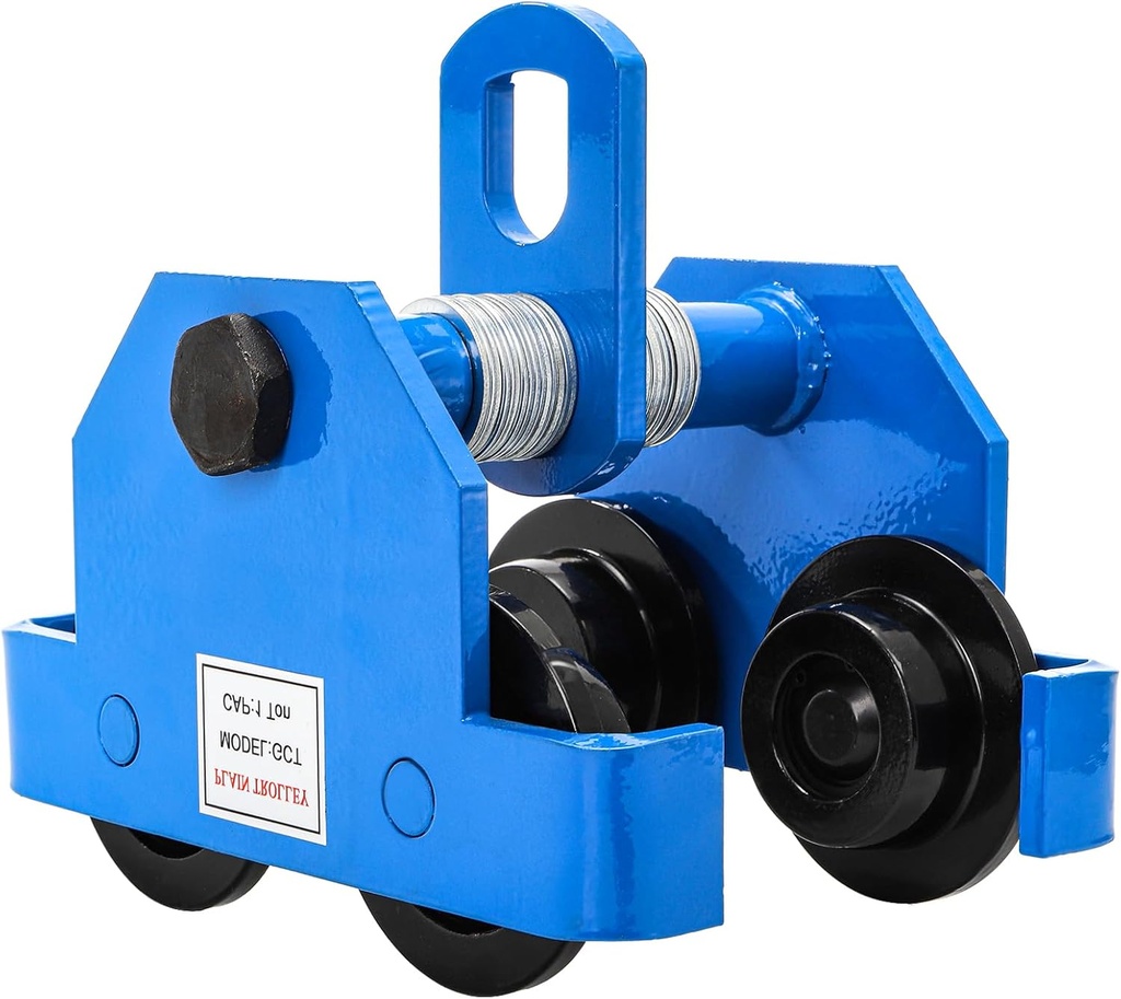 YOUEON Push Beam Trolley 2200 Lbs/1 Ton Load Capacity, Manual Trolley for I-Beam & H-Beam with Sturdy Dual Wheels, Adjustable Width 2.75"-5.25", Heavy Duty Plain Trolley for Hoist and Lifting