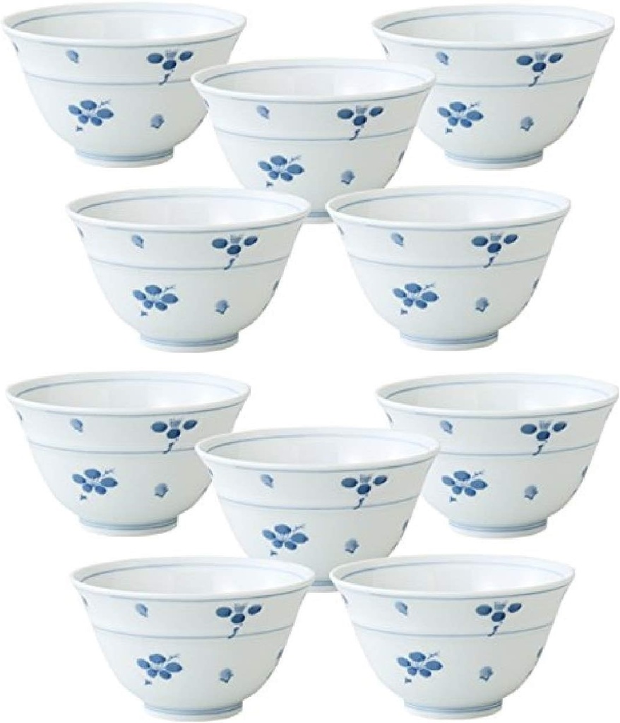 Set of 10 Sencha Kouume Tosen Tea, 3.7 x 2.2 inches (9.5 x 5.5 cm) (150 cc), Arita Ware Reinforced Japanese Tableware, Sake Cup, Restaurant, Inn, Commercial Use