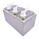 ​Stainless Steel Sauce Pump Dispenser 6L（3X2.1 Quart Jar） Condiment Dispenser for Kitchen, Restaurant, Bar, with Squeeze Pump Station & Jar, Ketchup/Sauce/Condiment Container, Durable Food Grade​