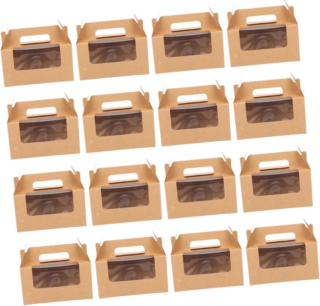 PRETYZOOM 16pcs Muffin Cupcake Boxes Window Cup Paper Dessert Packaging for Tarts and Muffins Bakeries and Parties