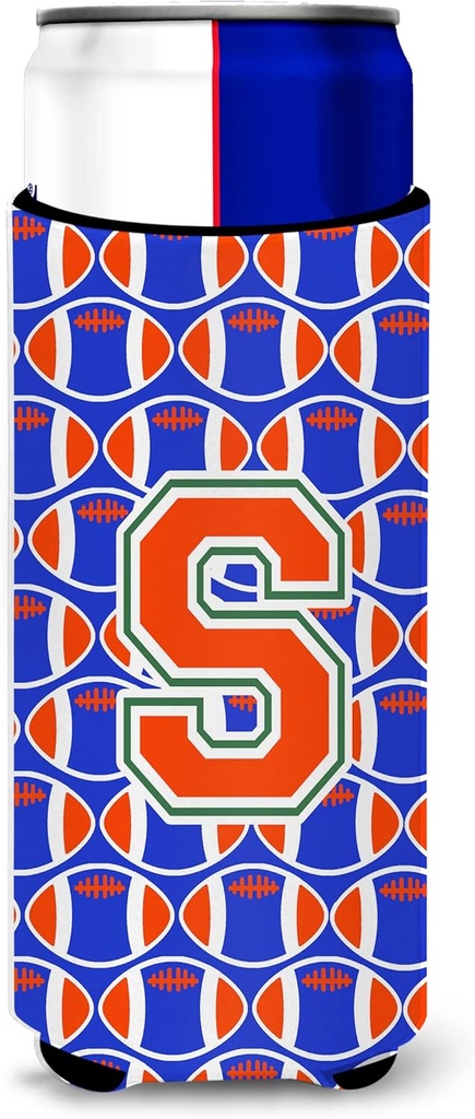Letter S Football Green, Blue and Orange Ultra Beverage Insulators for slim cans