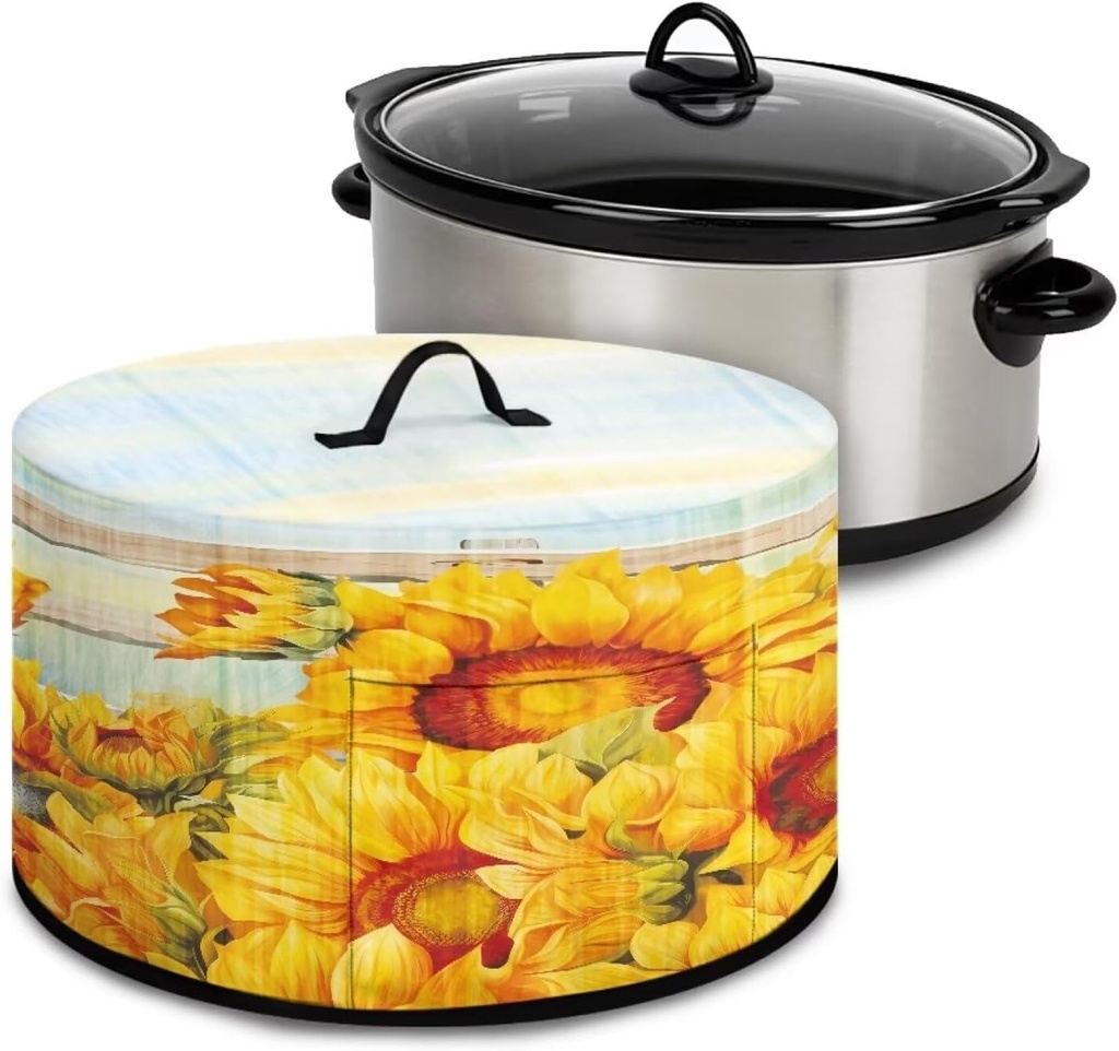 GOSTONG Slow Cooker Cover Sunflower Print Oval Crock Pot Covers, Dust Crock Pot Covers Oval Dustproof for Kitchen Counter Oval Crock Pot Covers