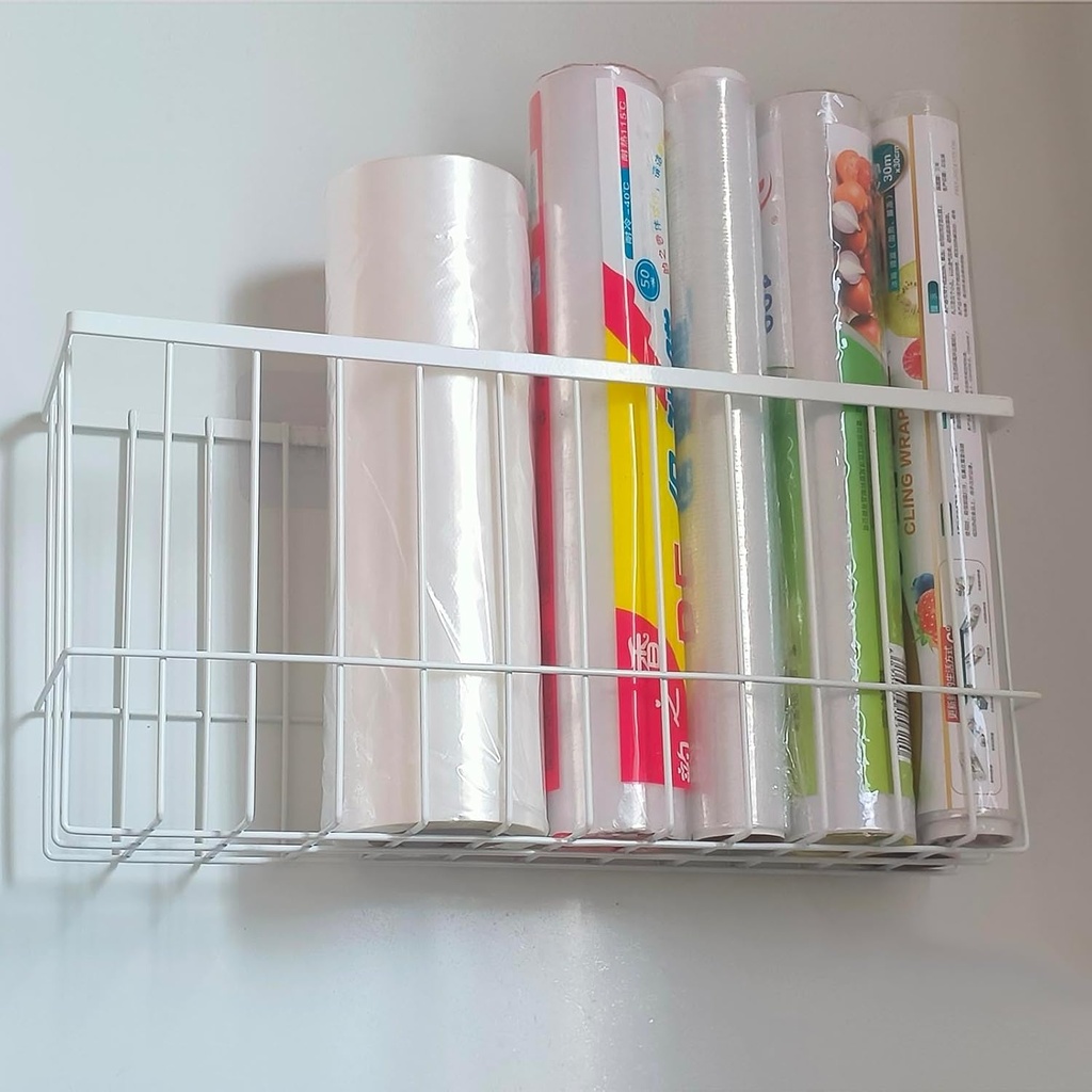 Multi-functional Kitchen Pantry Wrap Foil Storage Organizer, White