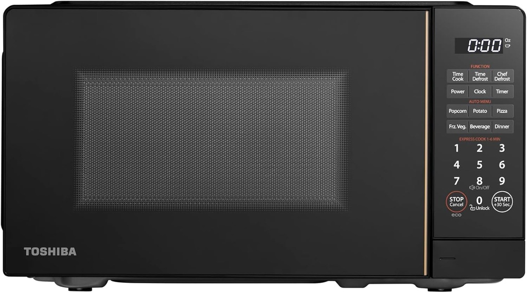 TOSHIBA Small Microwave Oven with 11 Power Levels, ChefDefrost, Sound On/Off & Eco Mode, 0.7 Cu Ft, 700W, Black, MM-EM07PA(BK)