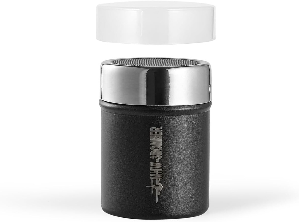 Stainless Steel Coffee Shaker Duster Espresso Powder Shaker Dusters With Lid Chocolate Cocoa Flour Sifter Kitchen Tools(150ml black 1pcs)
