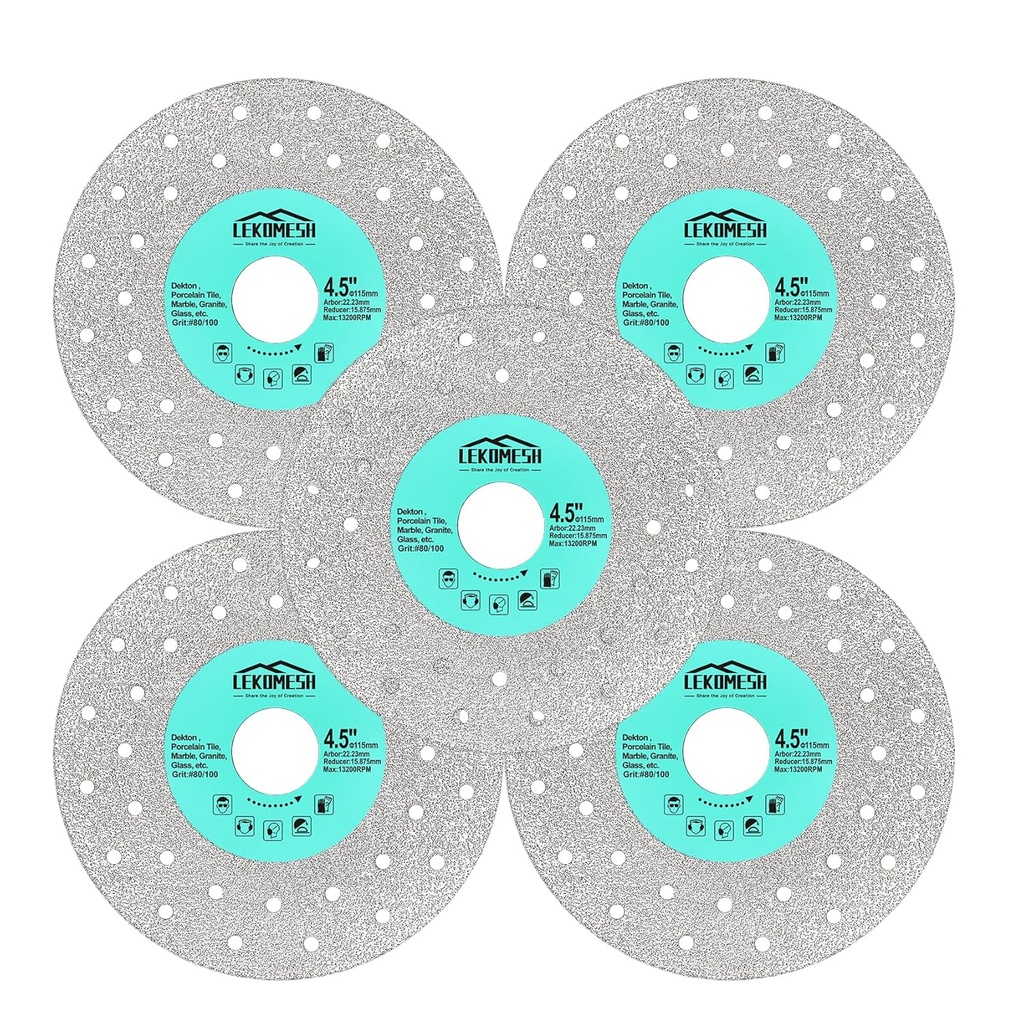 Rock Slab Grinding Disc - 4.5 inch Glass Cutter Disc (5pcs), Granite Cutting Blade, Diamond Grinder Wheel for Rock Slab, Stone, Tile, Marble, Granite, Glass Diamond Saw Blades