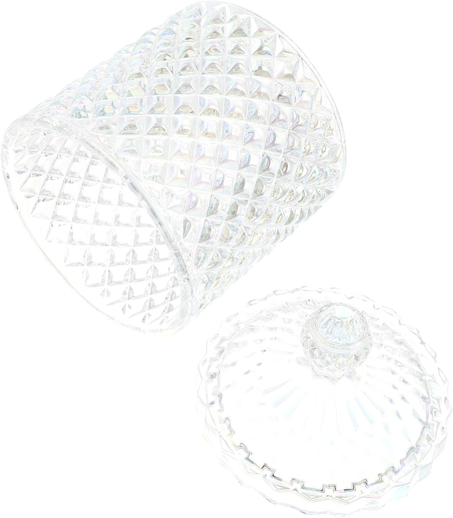 Clear Glass Candy Dish with Lid Elegant Storage Jar for Snacks Nuts Cookies and Trinkets Decorative Crystal Bowl for Home and Party Use