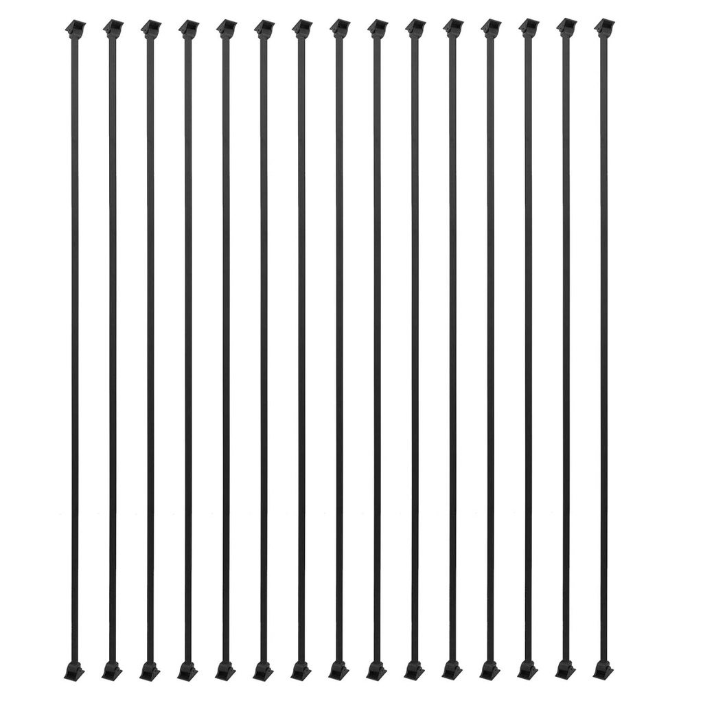 15 Pack Iron Balusters Square Hollow Stair Spindles 1/2" Metal Balusters with Iron Baluster Swivel Shoes for Staircase