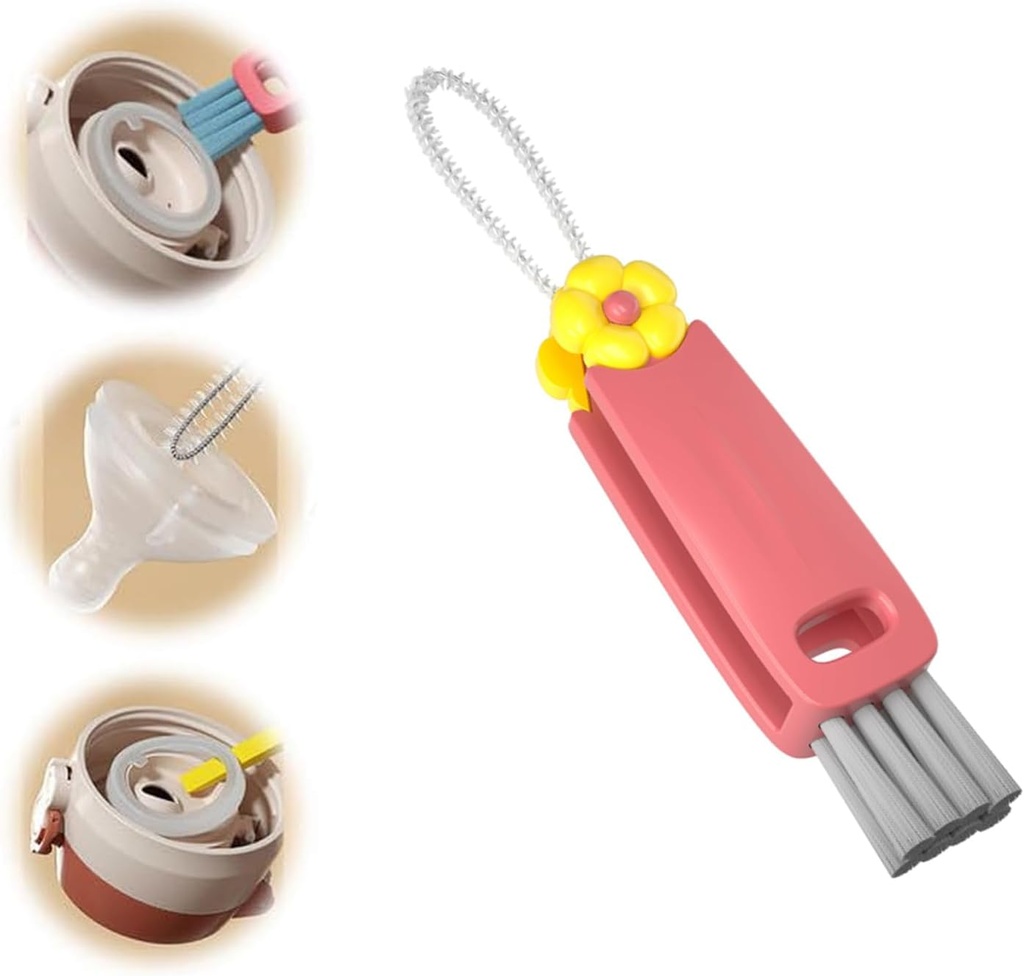 3 in 1 Cup Lid Gap Cleaning Brush, Multifunctional Bottle Brush, Cup Lid Gap Cleaner, Home Kitchen Crevice Cleaning Brush Tools(Red)