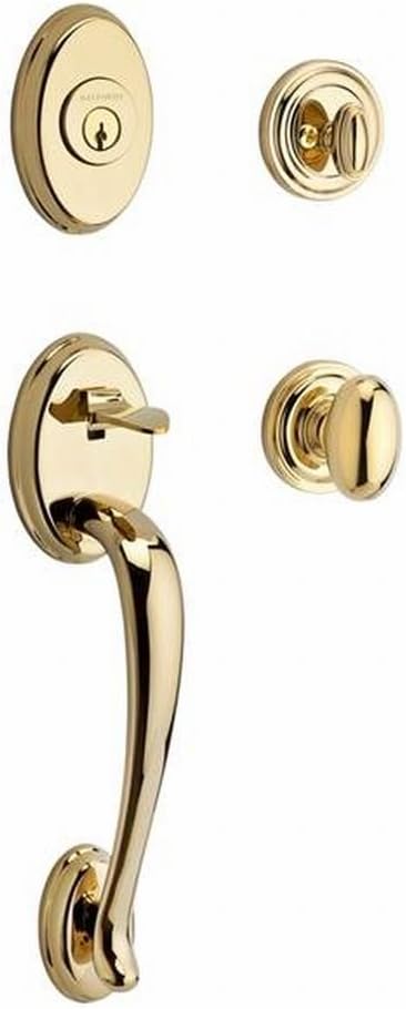 Baldwin Reserve 9BR1800-001 Columbus Traditional Single Cylinder Handleset with Ellipse Knob in Polished Brass