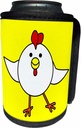Can Cooler Bottle Wrap - Cute White Chicken Dance with Yellow Background Designs Farm Animals