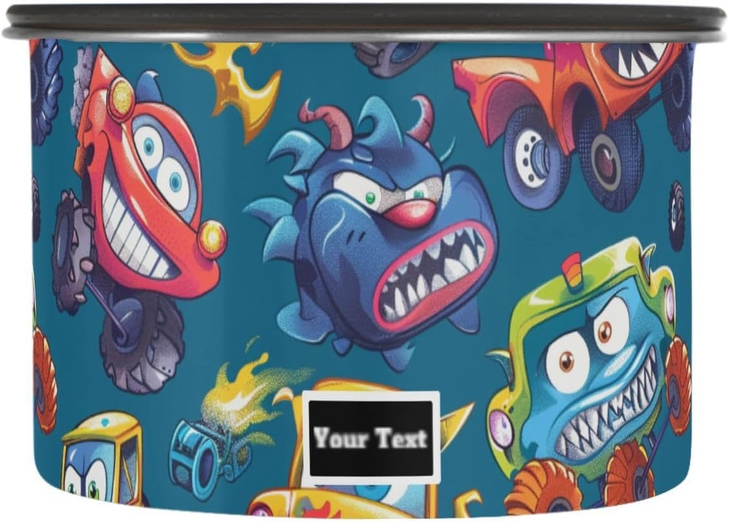 Angry Monster Truck Cartoon Airtight Coffee Bean Canister Customed 17oz Food Storage Containers with Lids For Gournd, Tea, Sugar, Flour, Rice, Cereal, Candy Cookie Jar