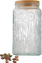 ANSQU Vintage Glass Storage Jar, 34 FL OZ Glass Food Storage Containers with Bamboo Lid, Airtight Cookie Jar Candy Jar for Kitchen Counter, Pantry, Coffee, Tea, Sugar