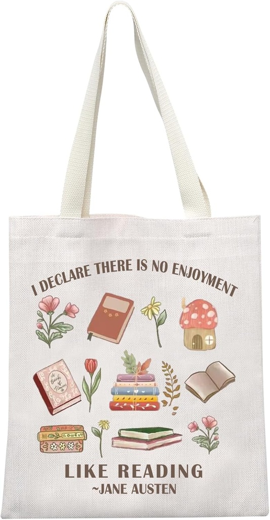 GJTIM J Austen Inspired Gift I Declare There Is No Enjoyment Like Reading Tote Bag Bookish Gift for Book Lovers (Like Reading Tote)