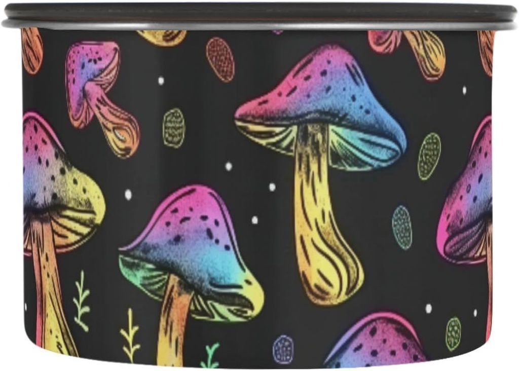 ALAZA Rainbow Mushroom Airtight Coffee Bean Canister 17oz Food Storage Containers with Lids For Gournd, Tea, Sugar, Flour, Rice, Cereal, Candy Cookie Jar