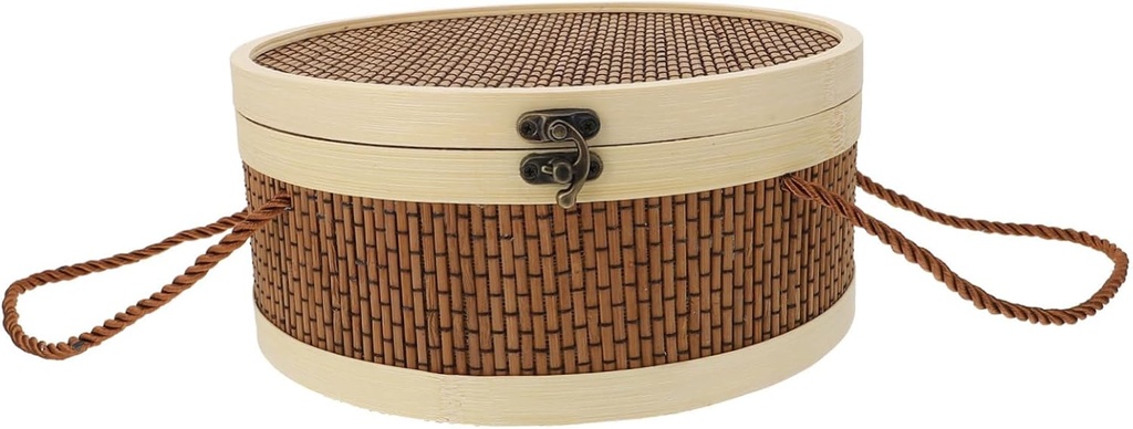 KICHOUSE Handmade Bamboo Storage Basket Cute Toy Storage Bin for Eggs Moon Cake Accessories Basket for Kitchen Decorative Box