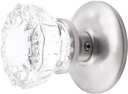Antique Reproduction Fluted Glass Dummy Door Knob 1919-BN9 Single Surface Mount for French Door, Silver, 1919A-BN9