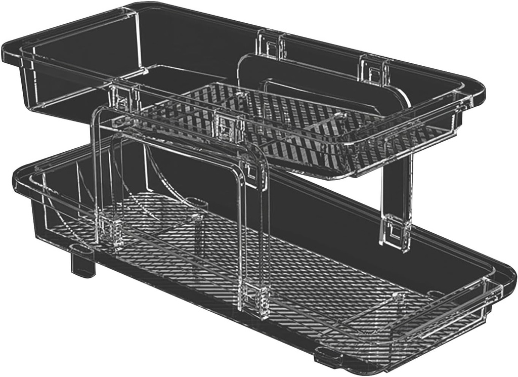 Refrigerator Beverage Can Storage Rack, Soda Can Organizer Easy Access Transparent Two-Tier Design Beverage Can Holder Drink Organizer Black