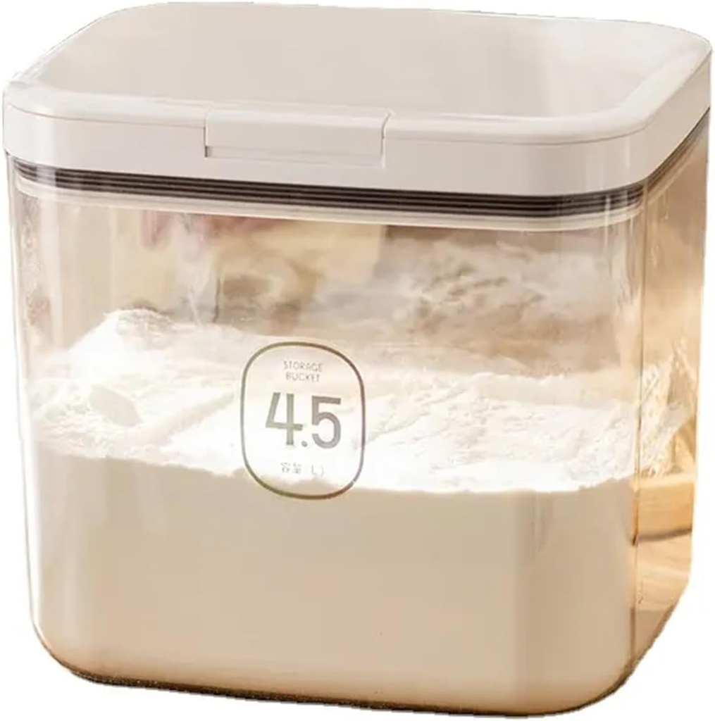 Airtight Rice Storage Bin Flour Storage Container 4.5L/4.75qt, Clear Food Container with Measuring Cup Airtight Lid for Kitchen Pantry Organization and Storage