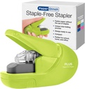 Plus Paper Clinch Compact Staple-Free Stapler, Green