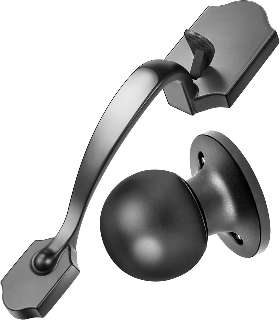 Front Door Handle Plymouth Trim Lower Half Front Entry Handleset with Orbit Knob, Satin Chrome, Interior and Exterior Entrance Passage Lock ORB