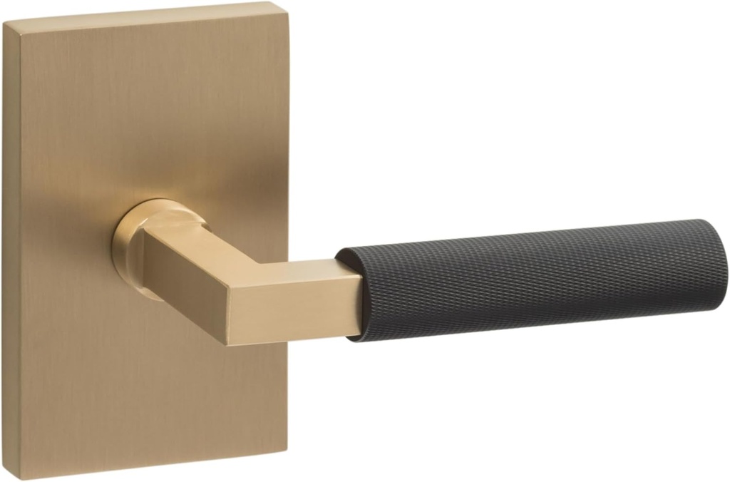 Sure-Loc LV100 Grip-KN Levanto Non-Turning One-Sided Dummy Door Lever with Rectangle Rose - Satin Brass/Flat Black