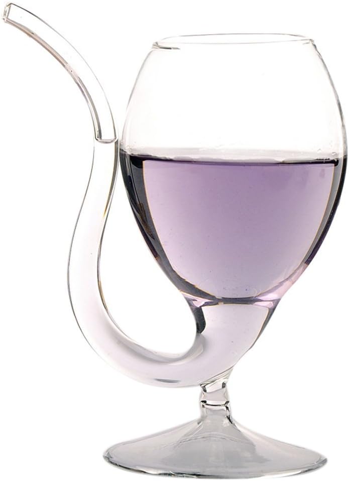 Creative Vampire Filter Wine Glass, Clear Juice Cup, Goblet With Drinking Tube Straw High Gorosilicate Glass Wine Decanter, 300ml/10oz (Pack of 1)