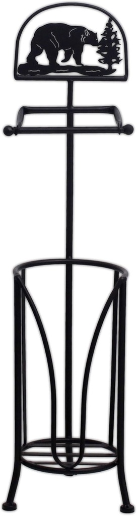 MayRich 29" Metal Black Bear Toilet Paper Holder Stand