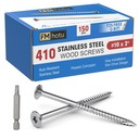 #10 x 2 Inch 410 Stainless Steel Deck Screws, 150Pcs Wood Screws T25 Star Bit