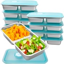 8 Pcs Stainless Steel Bento Box with Silicone Lids 30 oz Leakproof Food Storage Containers Metal Divided Lunch Box for Dishwasher for Meal Prep